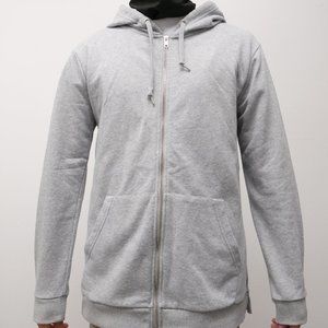 French Terry Heather Grey Zip Up Hoodie - Size M